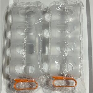 Two Clear Plastic Storage Organizer / Orange Handles